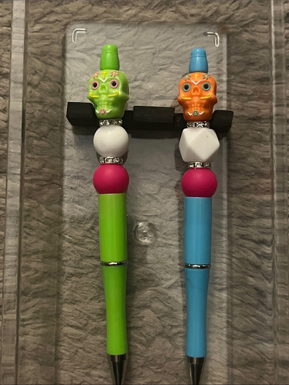 Colorful Skull Top Pen Set — Green & Blue Novelty Pens Gift Ideas, vibrant 52